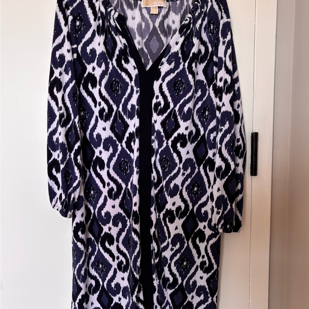 Michael Kors Blue and White Midi Dress